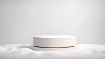 AI generated 3d render of white podium on white background. Product presentation mockup. photo