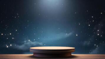 AI generated Round podium on the background of the night sky. 3D render photo