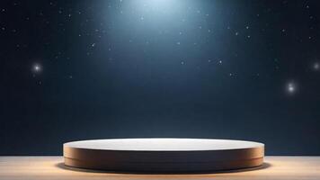 AI generated Wooden podium with starry night sky background. 3D render photo