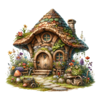 ai généré mignonne gnome maison dans une aquarelle style png