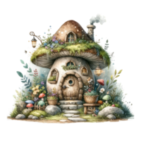 ai généré mignonne gnome maison dans une aquarelle style png