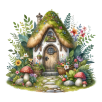 ai généré mignonne gnome maison dans une aquarelle style png