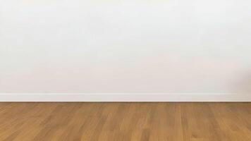 AI generated Wood floor with white wall empty background photo