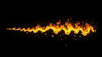 AI generated Fire And Flame Spray on Black Background. Fire Overlay Effect Background. photo