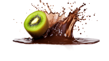 ai generado chocolate salpicado kiwi aislado en un transparente antecedentes png