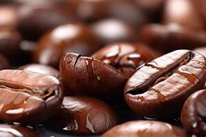 Focus brown coffee beans .Generative Ai. photo