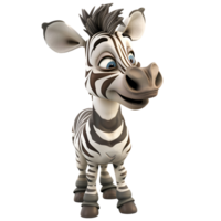 AI generated 3D Cartoon Zebra Logo Illustration No Background Perfect for Print on Demand png