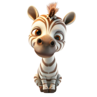 AI generated 3D Cartoon Zebra Logo Illustration No Background Perfect for Print on Demand png