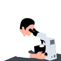 a man is looking through a microscope png