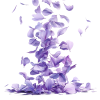 AI generated Flying whirl violet lavender petals in the air, Beautiful flower in nature concept, AI generated, PNG transparent with shadow