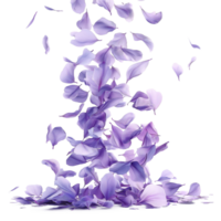 AI generated Flying whirl violet lavender petals in the air, Beautiful flower in nature concept, AI generated, PNG transparent with shadow