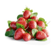 AI generated Strawberries pile on the floor, Healthy organic berry natural ingredients concept, AI generated, PNG transparency with shadow