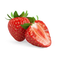 AI generated Strawberries with strawberries leaves on the floor, Healthy organic berry natural ingredients concept, AI generated, PNG transparency with shadow