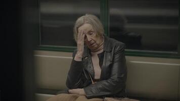 Unhappy Thoughtful Old Female Person Anxious and Lonely video