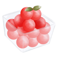 Seedless watermelon in a glass cup png