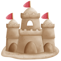 le sable Château et rouge drapeau png