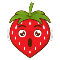 fraise surpris visage dessin animé mignonne png