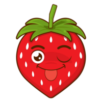 strawberry playful face cartoon cute png