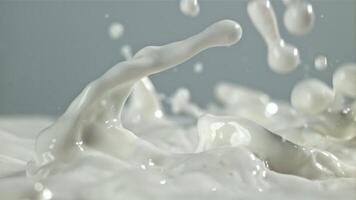 Fresh milk with splashes. Filmed on a high-speed camera at 1000 fps. High quality FullHD footage video