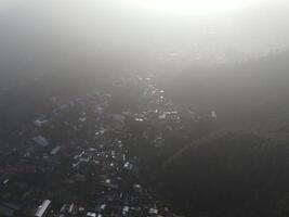 Aerial view of a remote village Tawangmangu, Central Java, Indonesia photo