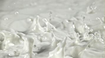 Fresh milk with splashes. Filmed on a high-speed camera at 1000 fps. High quality FullHD footage video