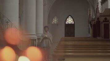 Faithful Female Person Doing Religious Spiritual Pray Ritual video