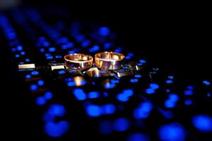 Wedding Rings. Wedding symbols, attributes. Wedding decoration photo