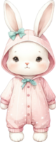 AI generated Cute bunny dressed in a cozy hoodie, showcasing a soft, pastel-themed aesthetic perfect for Easter png