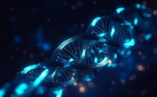 AI generated DNA helix. Hi Tech technology in the field of genetic engineering. photo