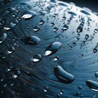AI Generated Water drops on black background photo