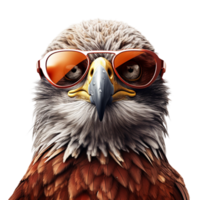 AI generated close up eagle face wearing sunglasses png