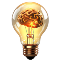 AI generated Human brain in light bulb idea concept png