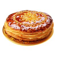 AI generated King cake or galette des rois in french traditional png