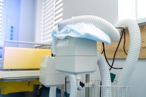 Medical equipment in new modern ward. Hospital computer for diagnosis patient. photo