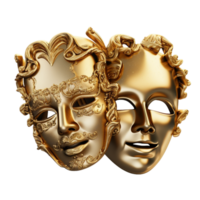 ai gerado ouro teatro máscaras png