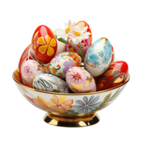 AI generated Colorful easter eggs in bowl png