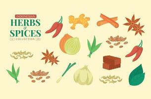 Indonesian Herbs and Spices Collection Vector