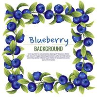 Card design with blueberries and green leaves. Frame, background with wild berries. vector