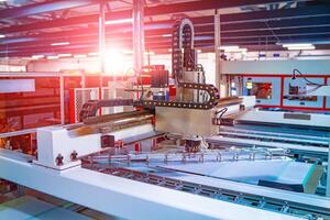 modern hi-tech factory for the production of solar cells - machines and interior photo