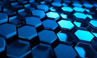 AI generated Abstract background of blue hexagons. 3d render photo