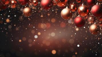 AI generated Merry christmas background with festive holiday decorations photo