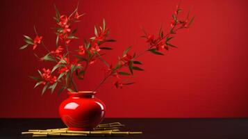 AI generated A traditional chinese new year decoration featuring bamboo photo