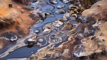 ai generado un de cerca de contaminado sedimento a el fondo de un contaminado río foto