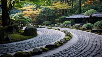 ai generado un sereno japonés rock jardín foto