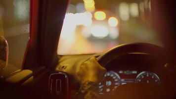 Young African Woman Driving Car On Urban City Street Commuting video