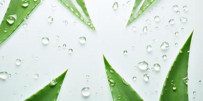 AI generated Aloe vera with water splashes. Isolated. Fresh aloe vera leaf with water drops close-up. photo