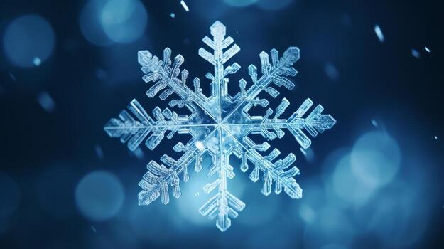 ai generado hipnótico hiper enfocar dentro el modelo de un copo de nieve foto