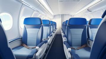 AI generated Aircraft cabin interior with comfortable seats photo