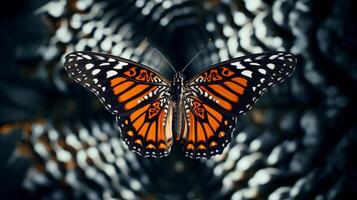 AI generated Hypnotic hyper zoom into the intricate patterns of a butterfly photo