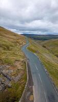 Aerial view of the hills and road in Yorkshire photo